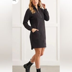 Tribal Black French Terry Long Sleeve Dress NWT XL